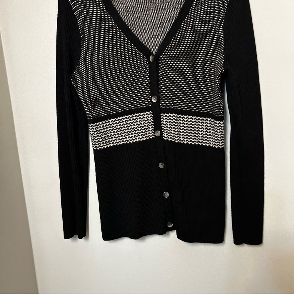 Pendleton Striped Wool Knit Sweater Cardigan Butt… - image 2